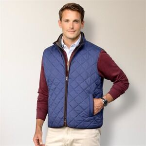 New Collars & Co Voyager Vest Mens 2XL Blue Quilted Preppy Outdoor Hiking Golf